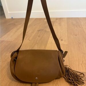 Lucky Brand Brown Leather Crossbody Bag with Tassel Detail